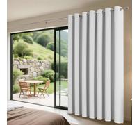 Joydeco Tenda Oscurante con Occhielli L200 x H260 cm 1 Pannello per Isolamento Luce Termica Anti-Freddo Anti-Calore, Tenda per Interni Grigio Bianco per Guardaroba Finestra Porta Armadio