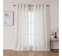 Joydeco Tenda Trasparente in Lino con OccAielli, Set di 2 Tende Semi Oscuranti L 132 x A 260 Bianco, Tenda Traslucida Finestra Interno Soggiorno Camera da Letto