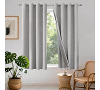 Joydeco Tende 100% oscuranti, in lino, per camera da letto, isolamento termico, con occhielli, oscuranti, per soggiorno, 2 pannelli (bianco grigiastro, larghezza 168 x lunghezza 137 cm)