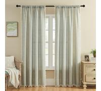 Joydeco Tende bohémien blu, motivo floreale, lunghezza 213 cm, 2 pannelli, super morbide, stile bohémien, con nappe, tende semitrasparenti con filtraggio della luce, per camera da letto e soggiorno