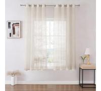 Joydeco Tende Camera da Letto 2 Pezzi, Bianche Tende per Interni Moderne Trasparenti in Voile per Casa Finestre Soggiorno Eleganti (Lino, 2xL140xA175)