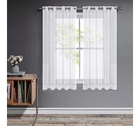 Joydeco Tende Camera da Letto 2 Pezzi, Bianche Tende per Interni Moderne Trasparenti in Voile per Casa Finestre Soggiorno Eleganti(Bianco,2xL140xA175)