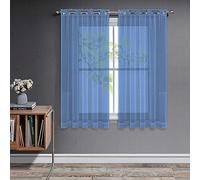Joydeco Tende Camera da Letto 2 Pezzi, Bianche Tende per Interni Moderne Trasparenti in Voile per Casa Finestre Soggiorno Eleganti(Blu Reale,2xL140xA145)