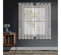 Joydeco Tende Camera da Letto 2 Pezzi, Bianche Tende per Interni Moderne Trasparenti in Voile per Casa Finestre Soggiorno Eleganti (Lino, 2xL140xA160)