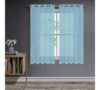Joydeco Tende Camera da Letto 2 Pezzi, Bianche Tende per Interni Moderne Trasparenti in Voile per Casa Finestre Soggiorno Eleganti (Blu Oceano, 2xL140xA160)