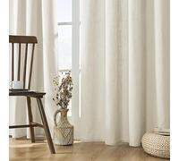 Joydeco Tende in lino per soggiorno, con tasca posteriore per asta filtrante, tende semi velate per finestra, lunghe 228,6 cm, colore: avorio
