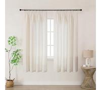 Joydeco Tende Lino Semitrasparenti per Interni Finestre 2 Pezzi L 140 x A 175 CM, Tende Decorative Moderne con Fettuccia Camera da Letto Soggiorno Sala da Pranzo, Bianco