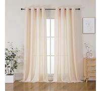 Joydeco Tende Lino Semitrasparenti per Interni Finestre 2 Pezzi L 140 x A 220 CM, Tenda Decorative Moderne con Occhielli Soggiorno Camera da Letto Eleganti, Beige