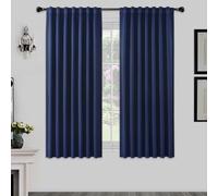 Joydeco Tende Opache con Occhielli - Set da 2 Oscuranti, Termiche Anticalore per Camera da Letto Soggiorno, Blu Navy 2 x L140 x A175