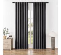 Joydeco Tende Opache con Occhielli, Set da 2 Oscuranti Termiche Anticalore per Camera da Letto Soggiorno - Grigio Scuro 2 x L140 x A245