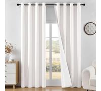 Joydeco Tende oscuranti 100% lunghe 240 cm, per camera da letto, tende oscuranti da 240 cm, set di 2 pannelli, colore bianco avorio, per finestre del soggiorno, tende termoisolanti (larghezza 132 x