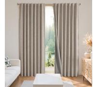 Joydeco - Tende oscuranti al 100%, 183 cm di lunghezza, 2 pannelli, per camera da letto e soggiorno, termoisolanti, con tasca per asta e passanti posteriori (94 x 183 cm, lino)