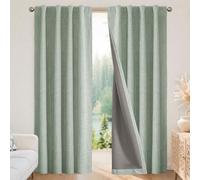 Joydeco - Tende oscuranti al 100%, 229 cm di lunghezza, 2 pannelli, effetto lino, per camera da letto, soggiorno, termoisolanti, tasca per asta e passanti posteriori (94 x 229 cm, verde salvia)