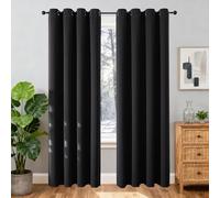 Joydeco Tende oscuranti con occhielli, 2 pezzi, altezza 220 x larghezza 140, colore nero, per camera da letto, soggiorno