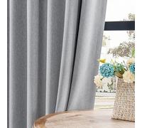 Joydeco Tende oscuranti in finto lino, per camera da letto, colore grigio chiaro, lunghe 243,8 cm, 100% oscuranti, insonorizzanti, isolamento termico, decorazione di lusso (larghezza 132 x lunghezza