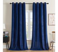 Joydeco Tende oscuranti in velluto blu reale, 228,6 cm, lussuose tende oscuranti con occhielli, 2 pannelli, isolamento termico, oscuranti, per camera da letto, soggiorno, home theatre (52 x 90 L)