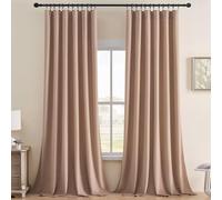 Joydeco Tende oscuranti in velluto, colore rosa, beige, isolamento termico, lunghe 259 cm, morbide, oscuranti, per camera da letto e soggiorno, eleganti con tasca per asta, 2 pannelli, rosa beige