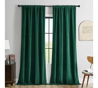 Joydeco Tende oscuranti in velluto verde scuro, lunghezza 243,8 cm, set di 2 pannelli, con tasca per asta, lussuose tende oscuranti per soggiorno, sala da pranzo, camera da letto, privacy