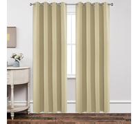 Joydeco Tende oscuranti lunghe 170 cm di lunghezza, 2 pannelli, isolate termicamente e drappeggi, 2 burg, tende oscuranti per camera da letto e finestra (150 x 170 cm, beige)