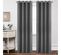 Joydeco Tende oscuranti lunghe 200 cm di lunghezza, 2 pannelli, isolate termicamente e drappeggi, 2 burg, tende oscuranti per soggiorno, camera da letto e finestra (L x P x L 200 cm, grigio chiaro