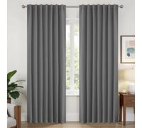 Joydeco Tende oscuranti, lunghe 274 cm, isolamento termico, set di 2 pannelli, tende oscuranti per soggiorno, con tasca posteriore per bastone, 132 x 274 cm, grigio chiaro