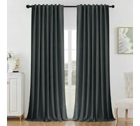 Joydeco Tende oscuranti per camera da letto lunghe 243,8 cm, con tasca posteriore per bastone/asta, 100% oscuranti, tende oscuranti termoisolanti, set di 2 pannelli, 132 x 243 cm (larghezza x