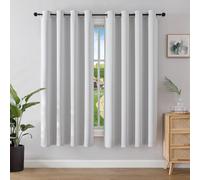 Joydeco Tende Oscuranti per Interni 2 Pezzi L 117 x A 183, Tende Termiche Isolanti con Occhielli per Soggiorno e Camera da Letto Moderne Blackout Curtains, Grigio Bianco