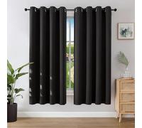 Joydeco Tende Oscuranti per Interni 2 Pezzi L 132 x A 158, Tende Termiche Isolanti con Occhielli per Soggiorno e Camera da Letto Moderne Blackout Curtains, Nero