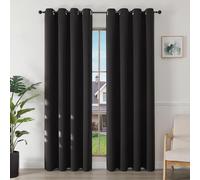 Joydeco Tende Oscuranti per Interni 2 Pezzi, Tende Termiche con Occhielli per Soggiorno Moderne, Cameretta Bambini, Camera da Letto Blackout Curtains (Nero, 2xL132xA210)