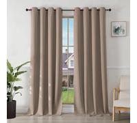 Joydeco Tende Oscuranti per Interni 2 Pezzi, Tende Termiche con Occhielli per Soggiorno Moderne, Cameretta Bambini, Camera da Letto Blackout Curtains(2xL140xA260,Moca)