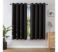 Joydeco Tende Oscuranti per Interni 2 Pezzi, Tende Termiche con Occhielli per Soggiorno Moderne, Cameretta Bambini, Camera da Letto Blackout Curtains (Nero, 2xL117xA137)