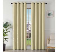Joydeco Tende Oscuranti per Interni 2 Pezzi, Tende Termiche con Occhielli per Soggiorno Moderne, Cameretta Bambini, Camera da Letto Blackout Curtains(2xL132xA210,Beige)