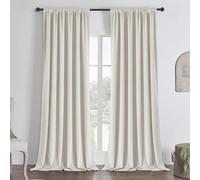 Joydeco Tende per Interni 100% Oscuranti Velluto Avorio 330g/㎡ 2 Pezzi L 132 x A 245 cm Nastro Tenda Termica Isolante Freddo e Caldo Soggiorno Camera da Letto Curtains