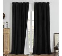 Joydeco Tende per Interni 100% Oscuranti Velluto Nero 330g/㎡ 2 Pezzi L 140 x A 240 cm Nastro Tenda Termica Isolante Freddo e Caldo Soggiorno Camera da Letto Curtains