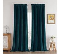 Joydeco Tende per Interni 100% Oscuranti Velluto Verde Blu 330g/㎡ 2 Pezzi L 132 x A 225 cm Nastro Tenda Termica Isolante Freddo e Caldo Soggiorno Camera da Letto Curtains