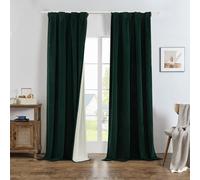 Joydeco Tende per Interni 100% Oscuranti Velluto Verde Scuro 330g/㎡ 2 Pezzi L 140 x A 220 cm Nastro Tenda Termica Isolante Freddo e Caldo Soggiorno Camera da Letto Curtains