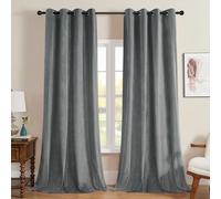 Joydeco Tende per Interni Velluto Oscuranti L 140 x A 220 Termiche Tenda con Tasca Termica per Interni 2 Pezzi Oscurante Anelli per Interni Grigio