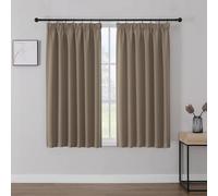 Joydeco Tende Termica Isolante Oscuranti per Interni Freddo e Caldo per Finestra Binario con Ganci Fettuccia da Camera Letto Soggiorno Cachi 2 Pezzi L117 x A137 cm