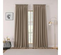 Joydeco Tende Termica Isolante Oscuranti per Interni Freddo e Caldo per Finestra Binario con Ganci Fettuccia da Camera Letto Soggiorno Cachi 2 Pezzi L132 x A245 cm