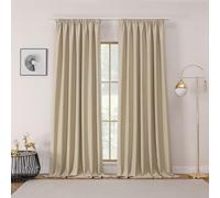 Joydeco Tende Termica Isolante Oscuranti per Interni Freddo e Caldo per Finestra Binario con Ganci Fettuccia da Camera Letto Soggiorno Beige Chiaro 2 Pezzi L140 x A245 cm