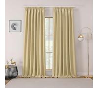 Joydeco Tende Termica Isolante Oscuranti per Interni Freddo e Caldo per Finestra Binario con Ganci Fettuccia da Camera Letto Soggiorno Beige 2 Pezzi L132 x A245 cm