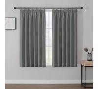 Joydeco Tende Termica Isolante Oscuranti per Interni Freddo e Caldo per Finestra Binario con Ganci Fettuccia da Camera Letto Soggiorno Grigio Chiaro 2 Pezzi L117 x A137 cm