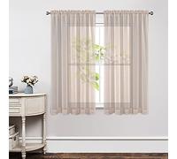 Joydeco Tende velate in lino, lunghezza 160 cm, 2 pannelli, con tasca per asta, tende lunghe e trasparenti per finestra, camera da letto, soggiorno, leggere, pannelli semi-drappeggiati per cortile e