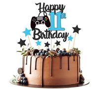 Joyeah Happy 11th Birthday Cake Topper Glitter Videogioco Cake Pick Game On Cheers to 11 Years Cake Decoration for Game Theme Happy 11th Birthday Party Supplies Blu