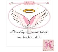 JOYEASE Braccialetto con angelo custode per l'inizio della scuola, con biglietto, regalo per la scuola, regalo per ragazze, portafortuna, angelo per la scuola, per la scuola, per ragazze, 13 cm