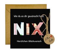 JOYEASE Confezione regalo in denaro con buste come biglietto di auguri NIX - Niente desiderato per compleanno, viaggi, vacanze, matrimonio, regalo divertente personalizzato per uomini e donne
