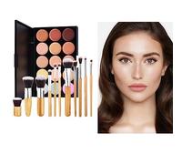 Joyeee 15 colori di palette per il contorno occhi in crema, con 11 pezzi di set di pennelli per il trucco a funzione completa, evidenziare le zone chiare, medie e scure, vegano e cruelty free