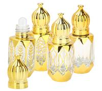 Joyeee Flaconi Roll-on in Vetro, 4 Pezzi da 6 ml per Oli Essenziali, Flaconi Roll-on Vintage, Ricaricabili Vuoti Portatili Dorati per Profumi, Contenitori da Viaggio
