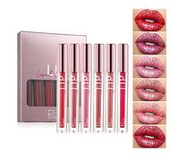 Joyeee Glitter Lipgloss Set con confezione regalo, rosso viola rosa scintillante lucido impermeabile colorato scintillante rossetto liquido set, Vegan e Cruelty Free Coppa antiaderente