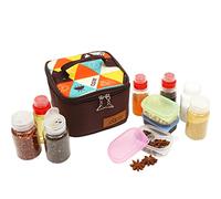 Joyeee Kit di contenitori per spezie da viaggio, 3 flaconi per spezie liquide, 3 flaconi per salsa, 4 scatole per spezie con cucchiaino piccolo, per campeggio, escursionismo, barbecue all'aperto